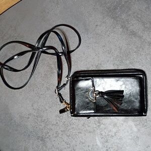 Humerpaul Black Crossbody Phone Bag with Tassel With Secure Zipper